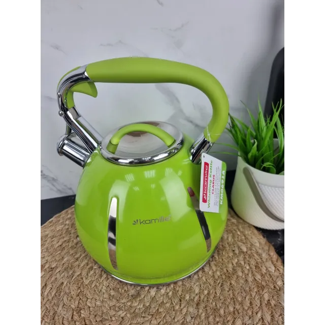 Чайник 3,0л зі свистком нерж.сталь ручка "soft-touch" (зел.беж.) 0691A ᐉ 0691A - Kamille - класна ціна в ProPosud