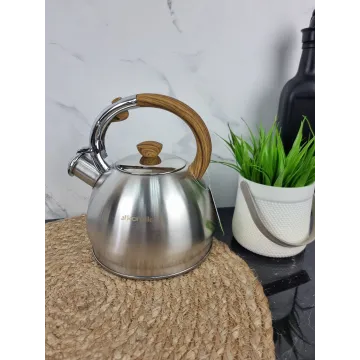 Чайник 2,0л со свистком нерж.сталь ручка дерево бакелит 0694N ᐉ 0694N - Kamille - класная цена в ProPosud 2
