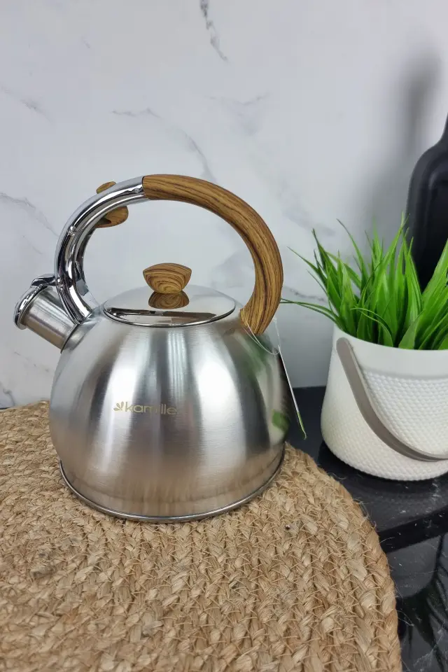 Чайник 2,0л со свистком нерж.сталь ручка дерево бакелит 0694N ᐉ 0694N - Kamille - класная цена в ProPosud