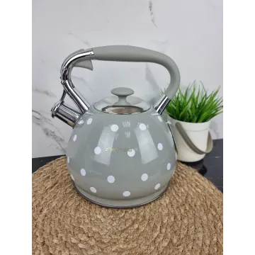 Чайник 3,0л со свистком нерж.сталь ручка soft-touch сірий 0695GR ᐉ 0695GR - Kamille - класная цена в ProPosud