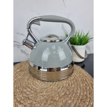 Чайник 2,7л со свистком нерж.сталь ручка soft-touch серый 0696GR ᐉ 0696GR - Kamille - класная цена в ProPosud