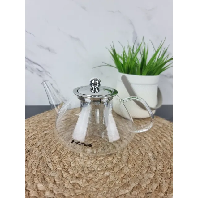 Заварник зі з'ємним ситечком 1000мл скло/нерж.сталь 0782L ᐉ 0782L - Kamille - класна ціна в ProPosud