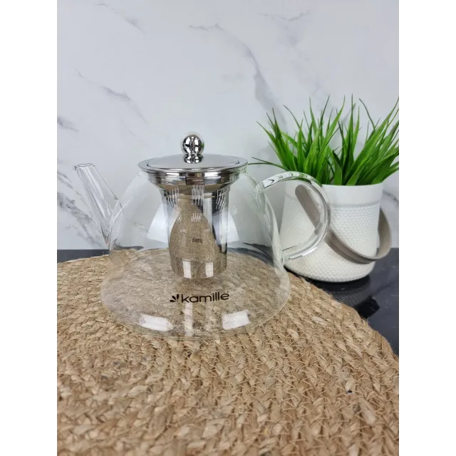 Заварник со съемным ситечком 1500мл стекло/нерж.сталь 0784L ᐉ 0784L - Kamille - класная цена в ProPosud