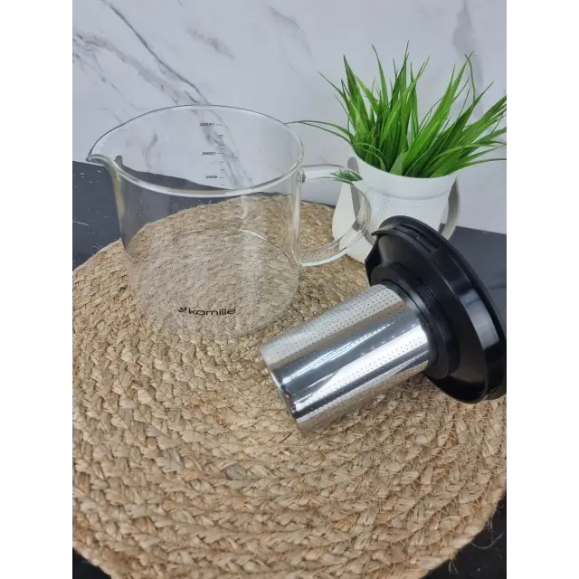 Заварник зі з'ємним ситечком 1500мл скло/нерж.сталь 0776L ᐉ 0776L - Kamille - класна ціна в ProPosud