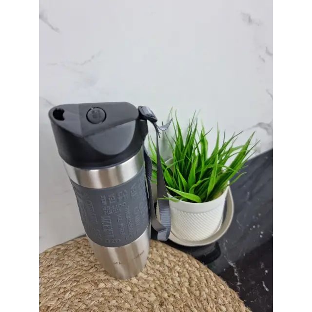 Термокухоль 480мл з нерж.сталі м'яка вставка з ремінцем (сір.фіол.блак.беж.) 2051 ᐉ 2051 - - класная цена в ProPosud