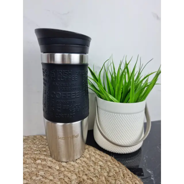 Термокухоль 380мл з нерж.сталі з TPR-вставкою (чорн.черв.) 2069 ᐉ 2069 - Kamille - класна ціна в ProPosud