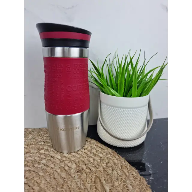 Термокухоль 380мл з нерж.сталі з TPR-вставкою (чорн.черв.) 2069 ᐉ 2069 - Kamille - класна ціна в ProPosud