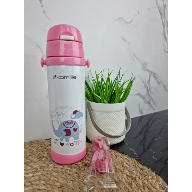 Термос дитячий 500мл з ручками (рож.зел.блак.) 2086 ᐉ 2086 - Kamille - класна ціна в ProPosud