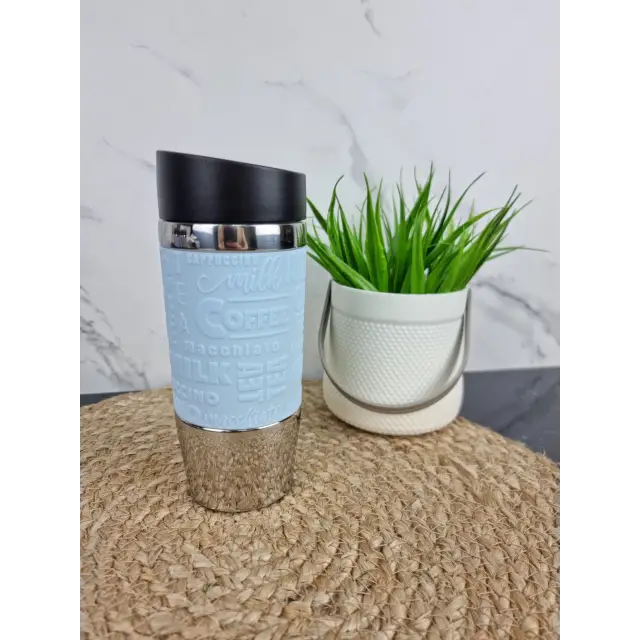 Термокружка 280мл из нерж.стали с TPR-вставкой (ментол голуб. лиловый серый) 2152 ᐉ 2152 - Kamille - класная цена в ProPosud