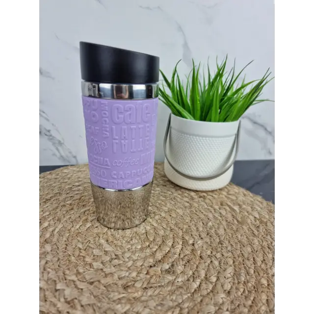 Термокружка 280мл из нерж.стали с TPR-вставкой (ментол голуб. лиловый серый) 2152 ᐉ 2152 - Kamille - класная цена в ProPosud