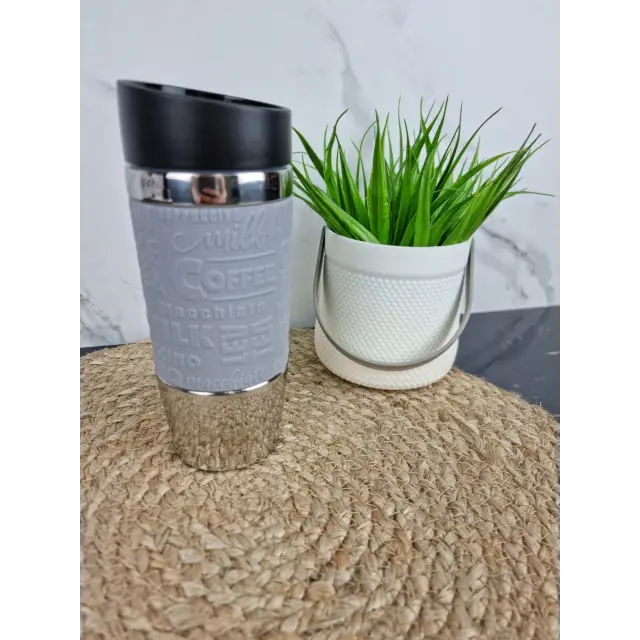 Термокружка 280мл из нерж.стали с TPR-вставкой (ментол голуб. лиловый серый) 2152 ᐉ 2152 - Kamille - класная цена в ProPosud