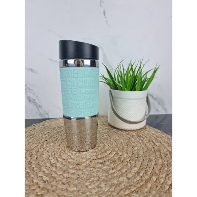 Термокухоль 380мл з нерж.сталі з TPR-вставкою (ментол блакит. ліловий сірий) 2153 ᐉ 2153 - Kamille - класна ціна в ProPosud