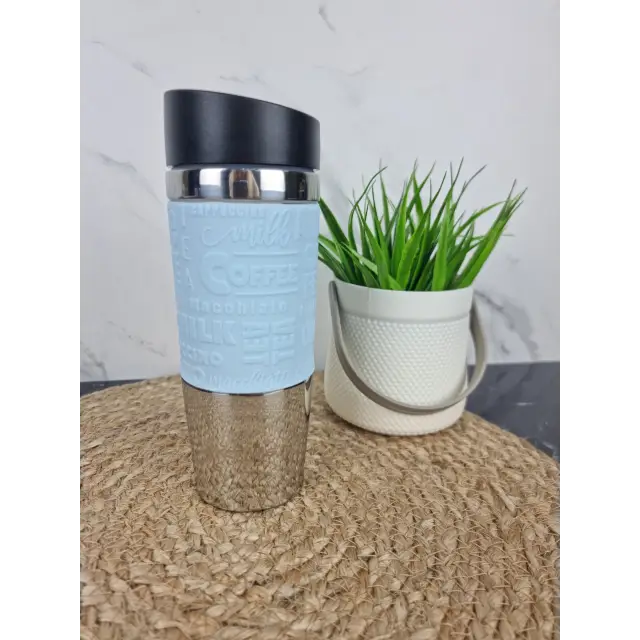 Термокухоль 380мл з нерж.сталі з TPR-вставкою (ментол блакит. ліловий сірий) 2153 ᐉ 2153 - Kamille - класна ціна в ProPosud