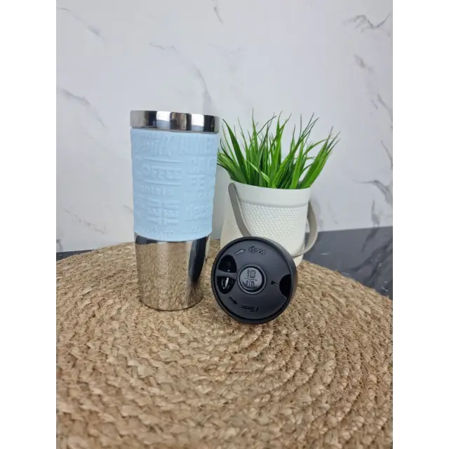 Термокухоль 380мл з нерж.сталі з TPR-вставкою (ментол блакит. ліловий сірий) 2153 ᐉ 2153 - Kamille - класна ціна в ProPosud