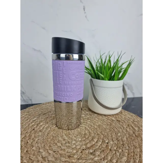 Термокухоль 380мл з нерж.сталі з TPR-вставкою (ментол блакит. ліловий сірий) 2153 ᐉ 2153 - Kamille - класна ціна в ProPosud