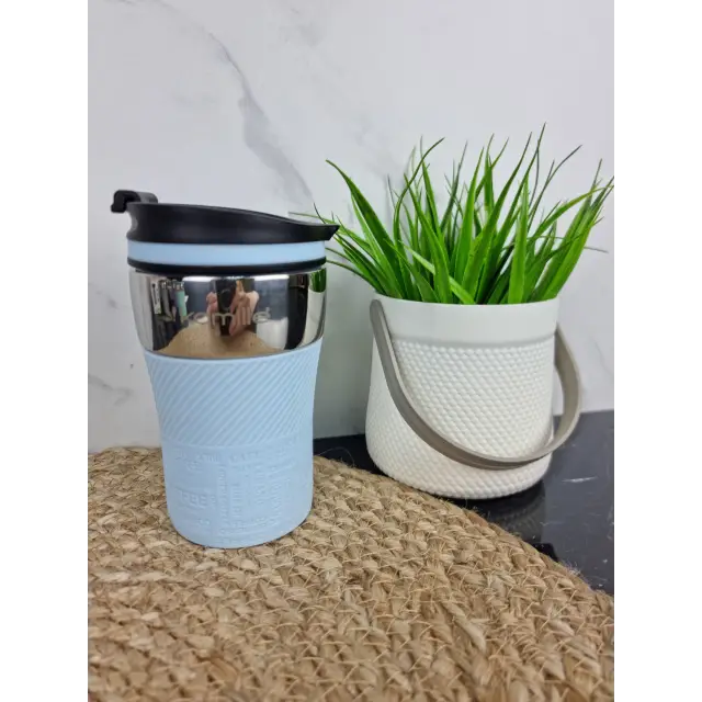 Термокухоль 260мл з нерж.сталі з TPR-вставкою (ментол блакит. ліловий сірий) 2154 ᐉ 2154 - Kamille - класна ціна в ProPosud