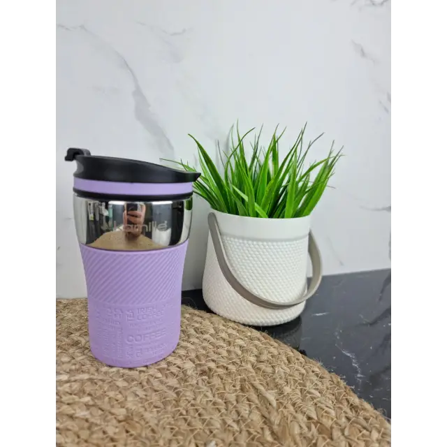 Термокухоль 260мл з нерж.сталі з TPR-вставкою (ментол блакит. ліловий сірий) 2154 ᐉ 2154 - Kamille - класна ціна в ProPosud