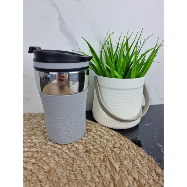 Термокухоль 260мл з нерж.сталі з TPR-вставкою (ментол блакит. ліловий сірий) 2154 ᐉ 2154 - Kamille - класна ціна в ProPosud