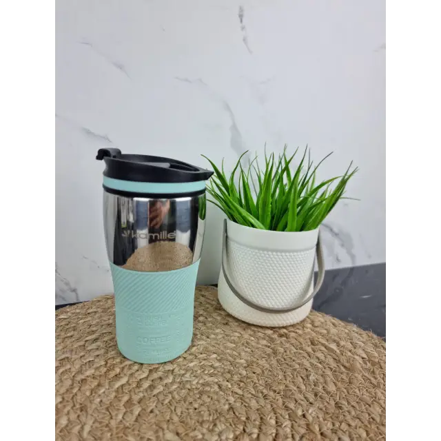 Термокружка 320мл из нерж.стали с TPR-вставкой (ментол голуб. лиловый серый) 2155 ᐉ 2155 - Kamille - класная цена в ProPosud