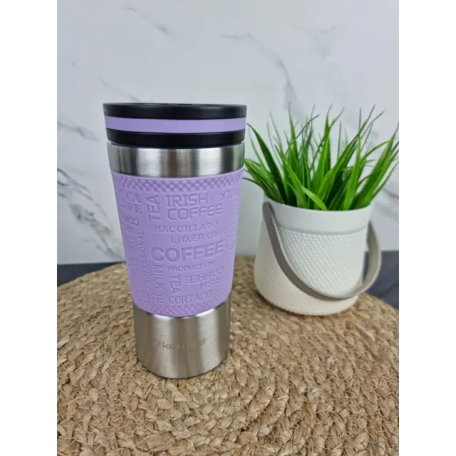 Термокружка 380мл из нерж.стали с TPR-вставкой (черный голуб. лиловый серый) 2156 ᐉ 2156 - Kamille - класная цена в ProPosud