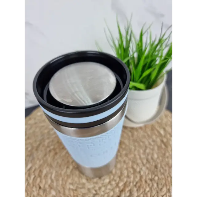 Термокружка 380мл из нерж.стали с TPR-вставкой (черный голуб. лиловый серый) 2156 ᐉ 2156 - Kamille - класная цена в ProPosud