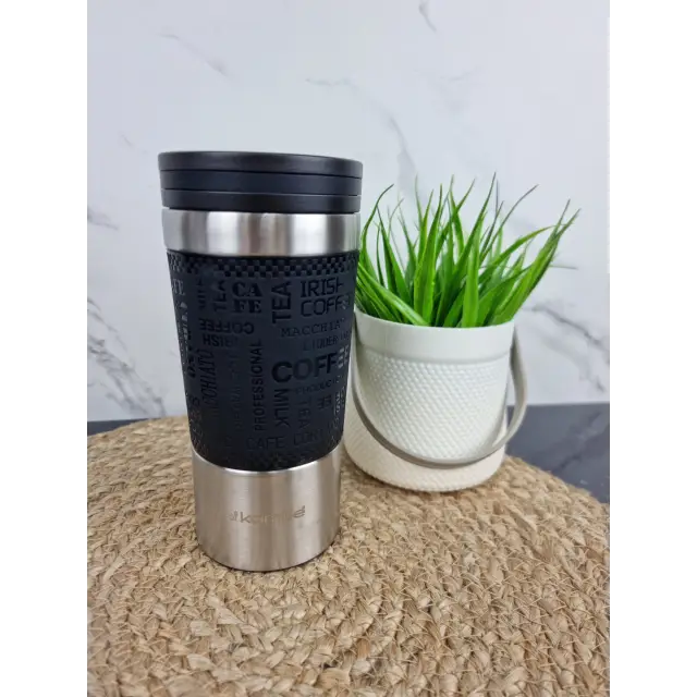 Термокружка 380мл из нерж.стали с TPR-вставкой (черный голуб. лиловый серый) 2156 ᐉ 2156 - Kamille - класная цена в ProPosud