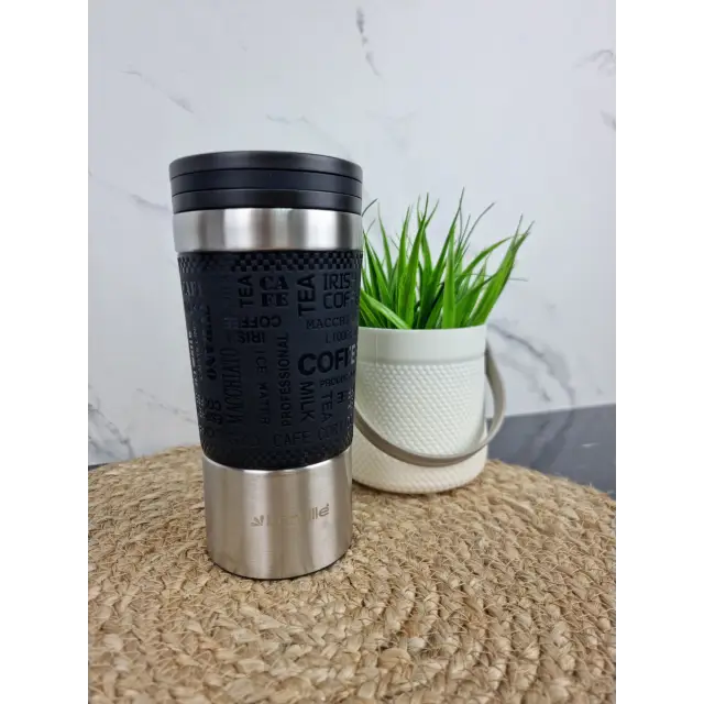 Термокружка 380мл из нерж.стали с TPR-вставкой (черный голуб. лиловый серый) 2156 ᐉ 2156 - Kamille - класная цена в ProPosud