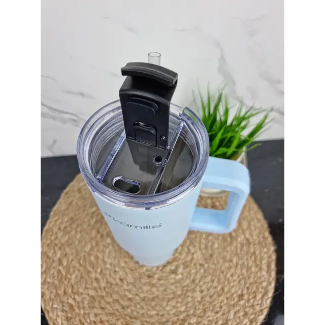 Термокухоль 1,2л з трубочкою нерж.сталь блакитний 2174 ᐉ 2174 - Kamille - класна ціна в ProPosud