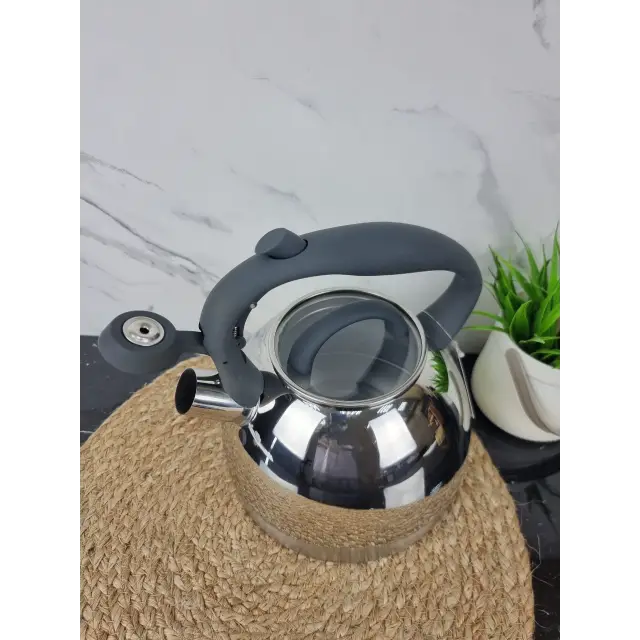 Чайник 2,7л зі свистком нерж.сталь ручка чорний бакеліт 1088 ᐉ 1088 - Kamille - класна ціна в ProPosud