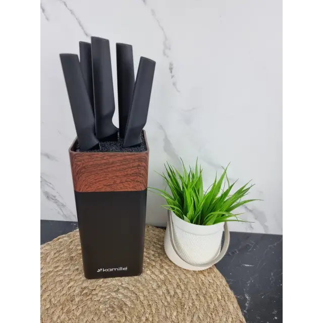 Набор ножей 6-пр. черный под дерево 7615 ᐉ 7615 - Kamille - класная цена в ProPosud