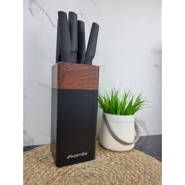 Набор ножей 6-пр. черный под дерево 7615 ᐉ 7615 - Kamille - класная цена в ProPosud