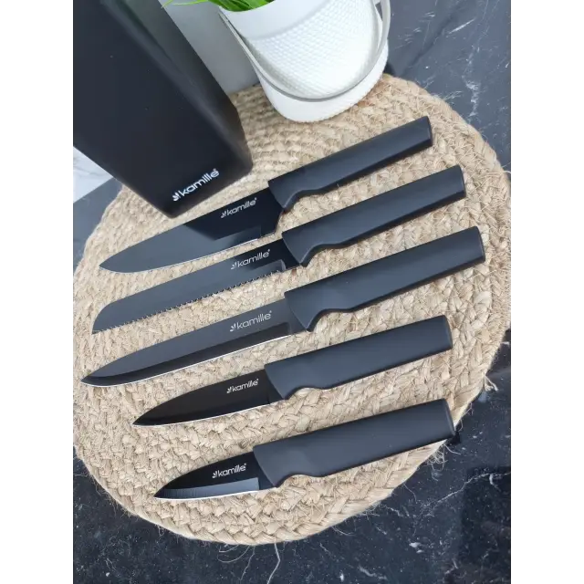 Набор ножей 6-пр. черный под дерево 7615 ᐉ 7615 - Kamille - класная цена в ProPosud