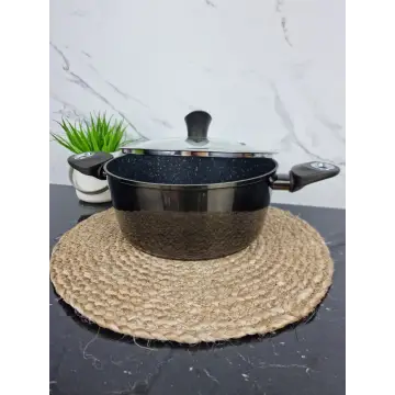 Кастрюля 4,0л антипр.покрытие стекл.крышка Black marble 4108 ᐉ 4108 - Kamille - класная цена в ProPosud