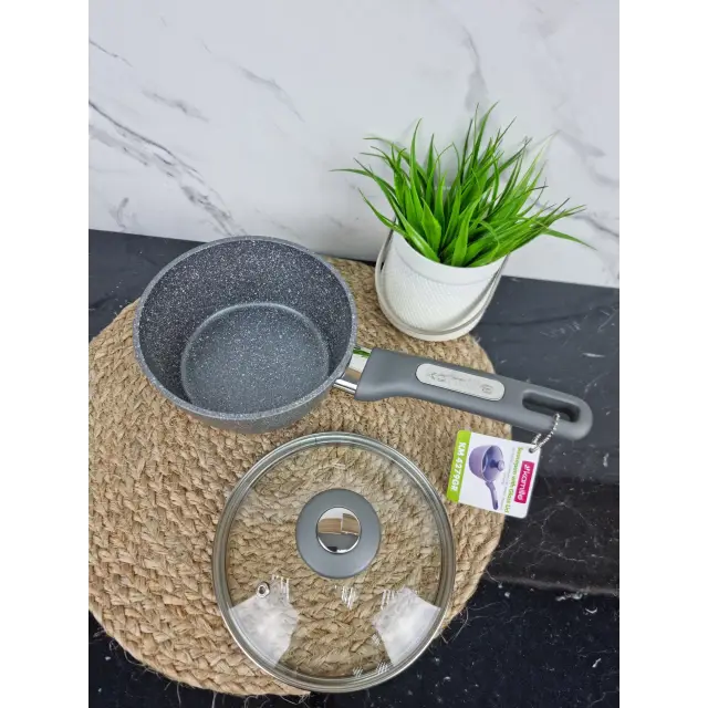 Ківш 1,2л антипр.покриття скл.кришка (граніт) 4279GR ᐉ 4279GR - Kamille - класна ціна в ProPosud