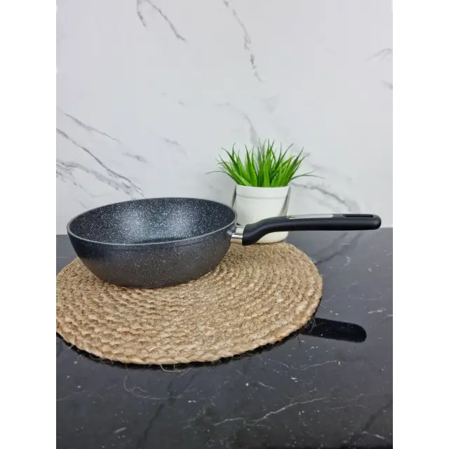Сотейник 24*7,5см антипр.покриття (чорний мармур) 5392MR ᐉ 5392MR - Kamille - класна ціна в ProPosud