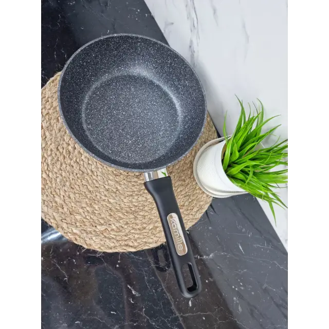 Сотейник 24*7,5см антипр.покриття (чорний мармур) 5392MR ᐉ 5392MR - Kamille - класна ціна в ProPosud