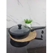 Сковородка глубокая 24см антипр.брилиант.покрытие стек.крышка EB-3491