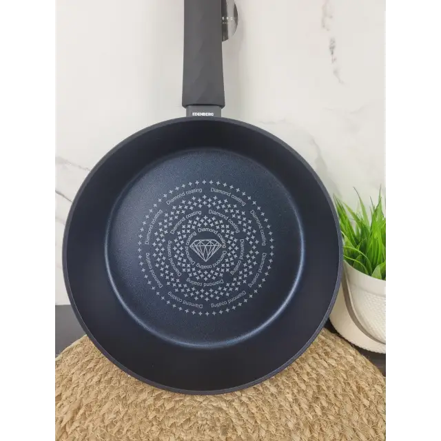 Сковородка глубокая 24см антипр.брилиант.покрытие стек.крышка EB-3491