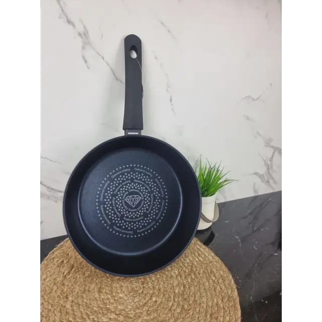 Сковородка глубокая 24см антипр.брилиант.покрытие стек.крышка EB-3491