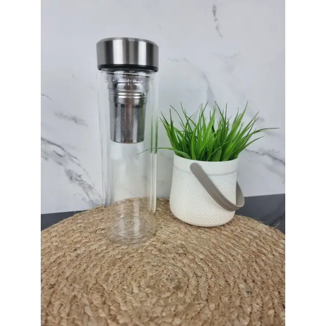 Пляшка із сітечком 450мл кришка нерж.сталь скло 9021 ᐉ 9021 - - класна ціна в ProPosud