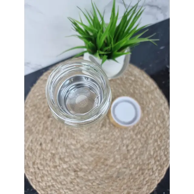 Пляшка із сітечком 450мл кришка бамбук скло 9020 ᐉ 9020 - - класна ціна в ProPosud