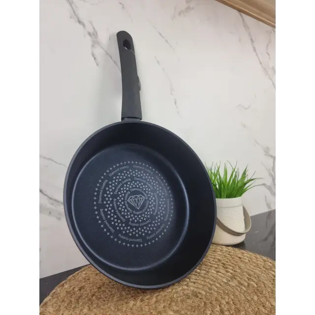 Сковорідка глибока 28см антипр.діамант.покриття скл.кришка EB-3493 ᐉ EB-3493 - - класная цена в ProPosud