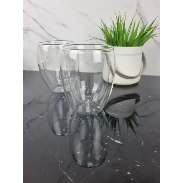 Набір чашок 2*350мл подвійне скло 9008 ᐉ 9008 - - класна ціна в ProPosud