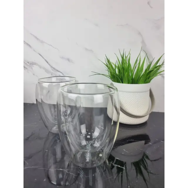 Набір чашок 2*350мл подвійне скло 9008 ᐉ 9008 - - класна ціна в ProPosud