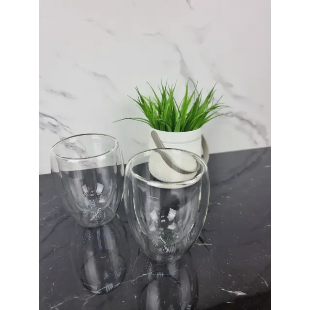 Набір чашок 2*350мл подвійне скло 9008 ᐉ 9008 - - класна ціна в ProPosud