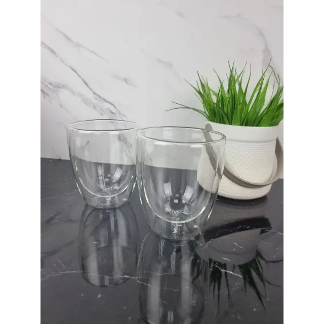 Набір чашок 2*300мл подвійне скло 9004 ᐉ 9004 - - класна ціна в ProPosud