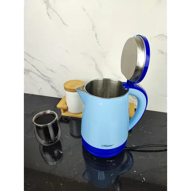 Електрочайник 1,2л 1600Вт пластик Blue MR-037 ᐉ MR-037 Blue - - класна ціна в ProPosud