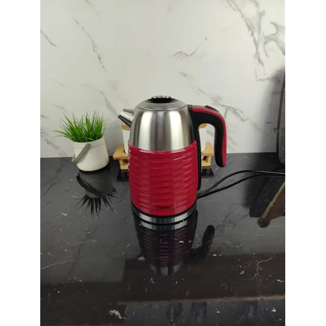 Електрочайник 1,7л 2200Вт пластик/метал Red MR-051 ᐉ MR-051 Red - - класна ціна в ProPosud
