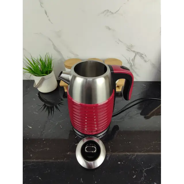Електрочайник 1,7л 2200Вт пластик/метал Red MR-051 ᐉ MR-051 Red - - класна ціна в ProPosud