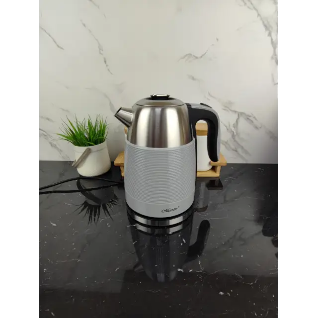 Електрочайник 1,7л 2200Вт пластик/метал Grey MR-051 ᐉ MR-051 Grey - - класна ціна в ProPosud